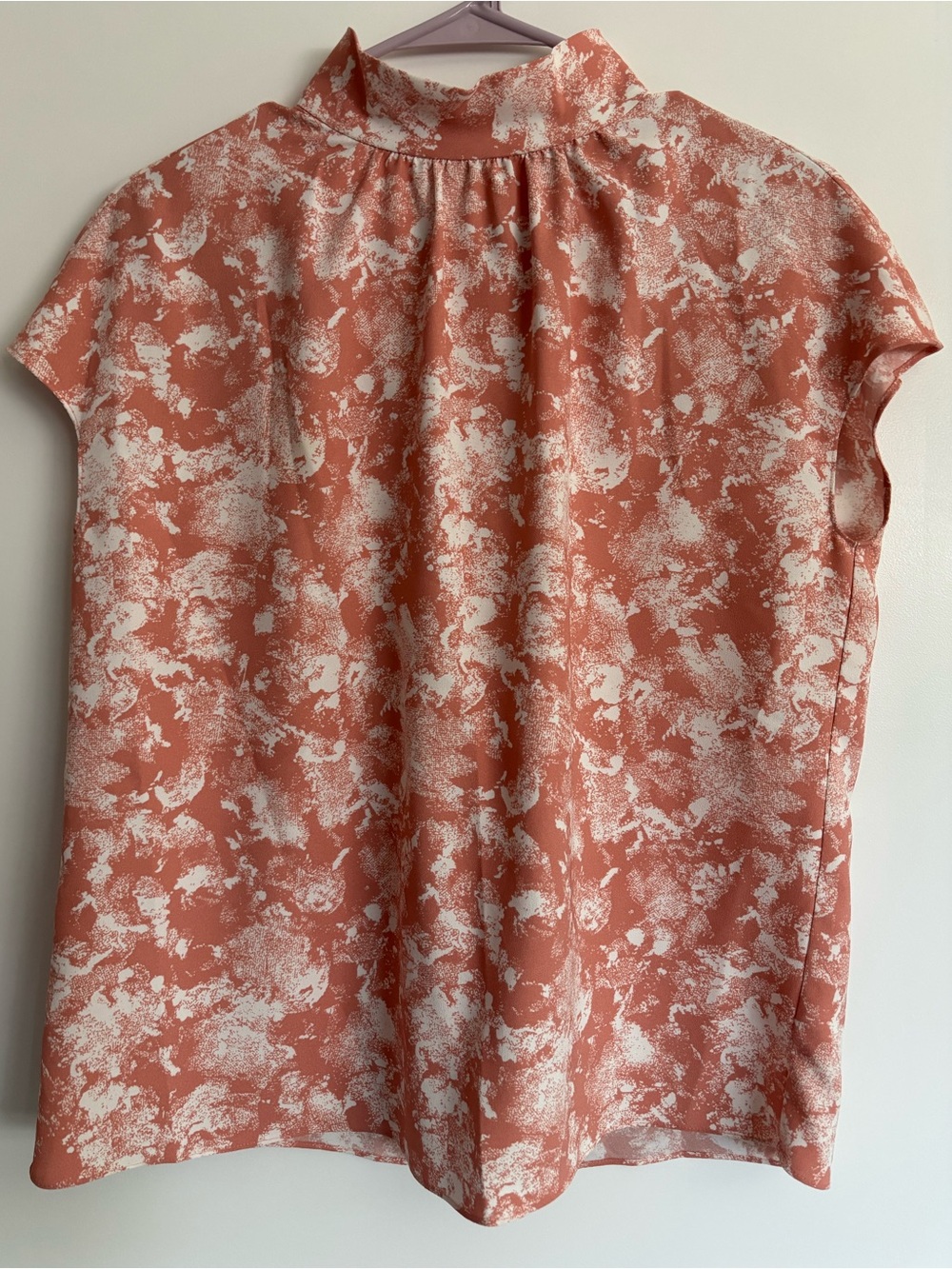 Nordstrom Floral Lightweight Mock Neck Cap Sleeve Blouse Pink & White S Top